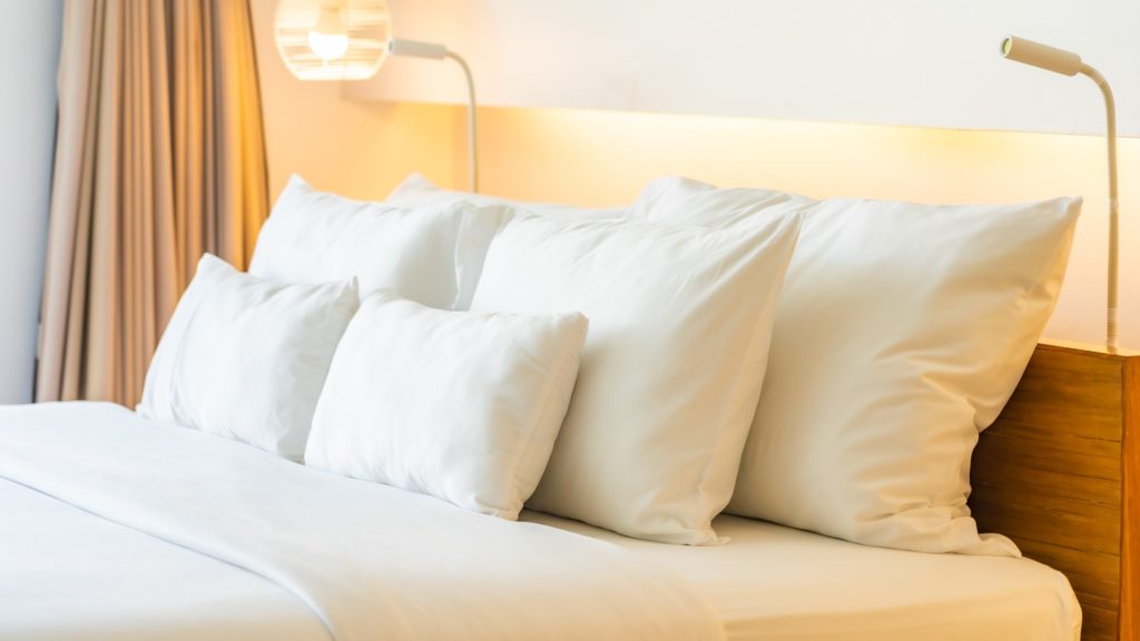 White pillow blanket bed decoration interior bedroom